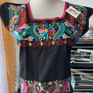 Mexican embroidered huipil blouse